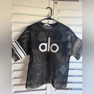 ALO Yoga Black and White Mesh Tee